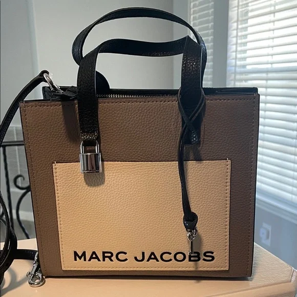 Marc Jacobs Taupe, Cream & Black Leather Tote - Picture 5 of 10